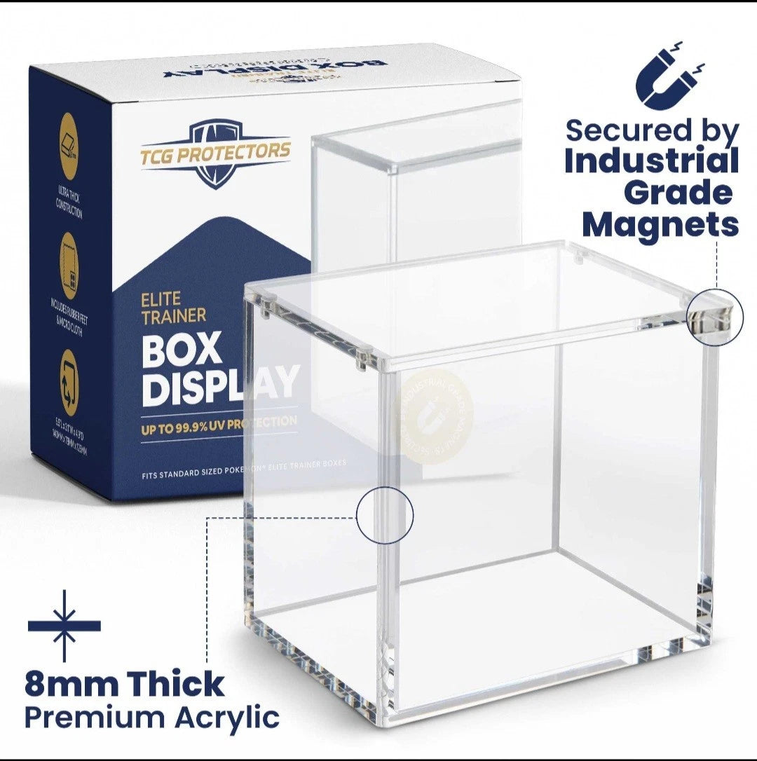 Pokemon ETB Acrylic Case Magnetic UV Display Elite Trainer Box Protector Clear